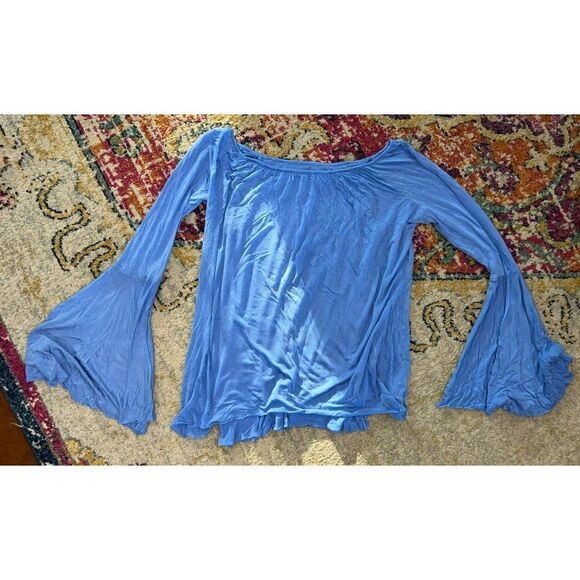Bailey / 44 | Denim Blue Gather Bell-Sleeve Top (L) - Picture 1 of 2